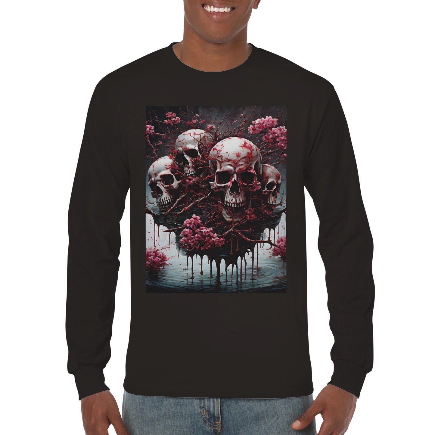 SAKURA/SKULLS,Premium Unisex Longsleeve T-shirt