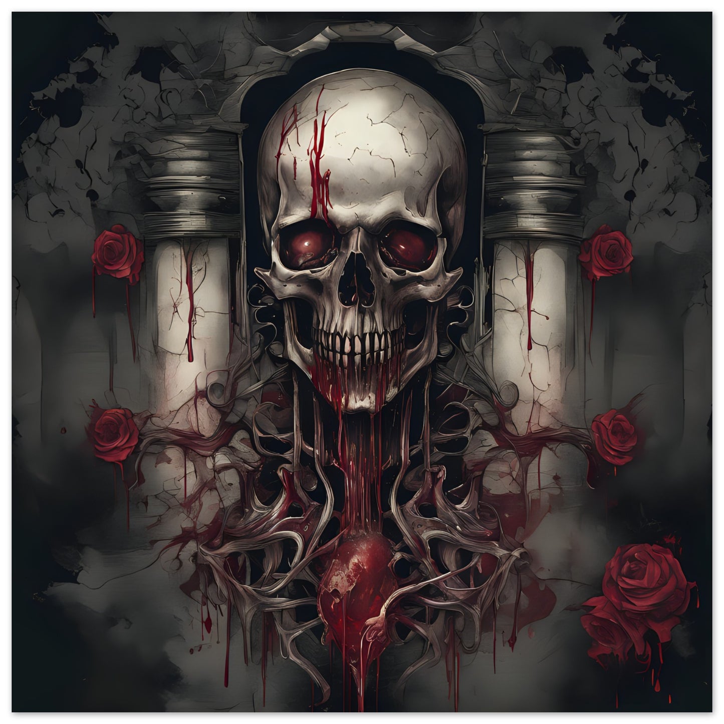 SKULL&ROSE,Premium Matte Paper Poster