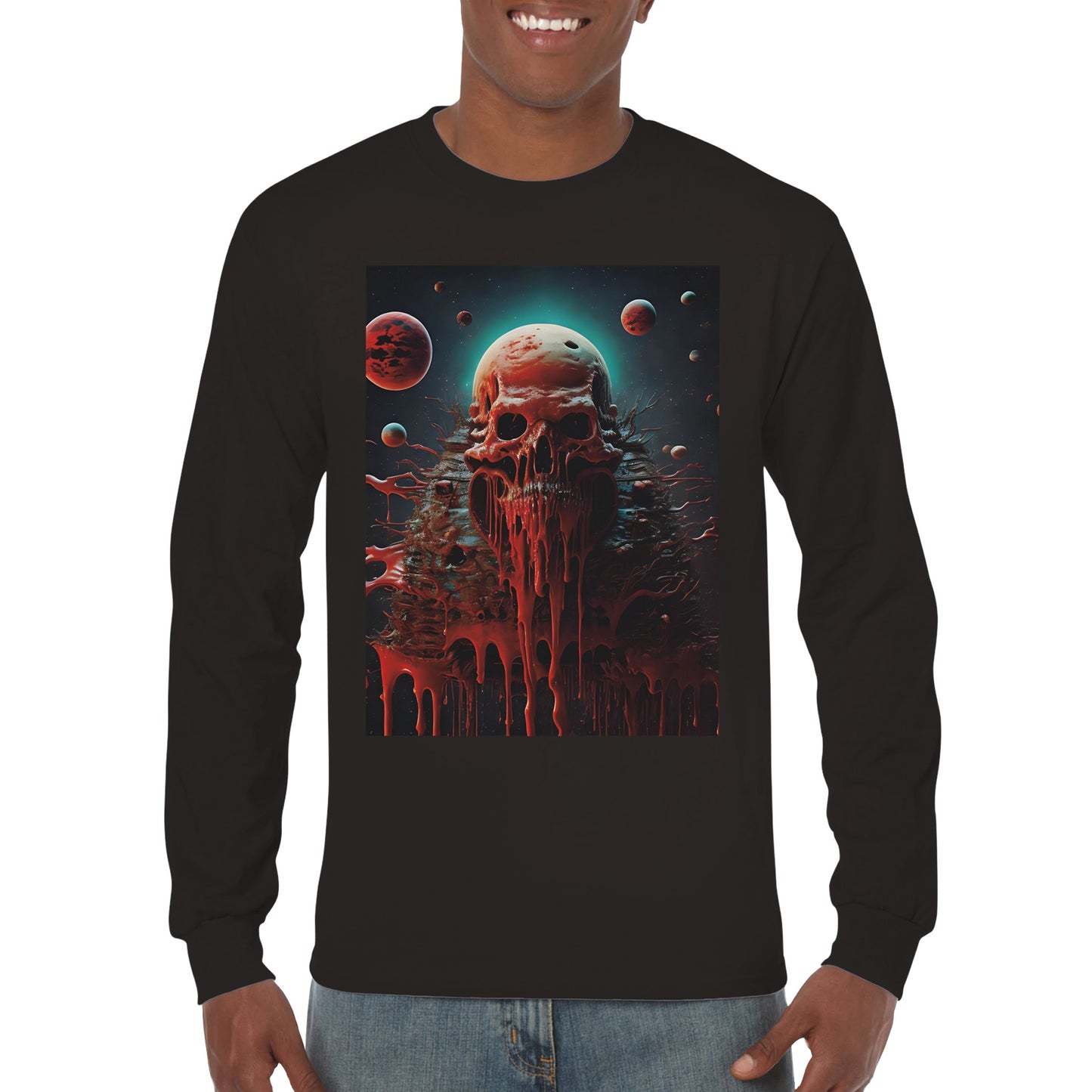 MELTING FACE IN SPACE,Premium Unisex Longsleeve T-shirt
