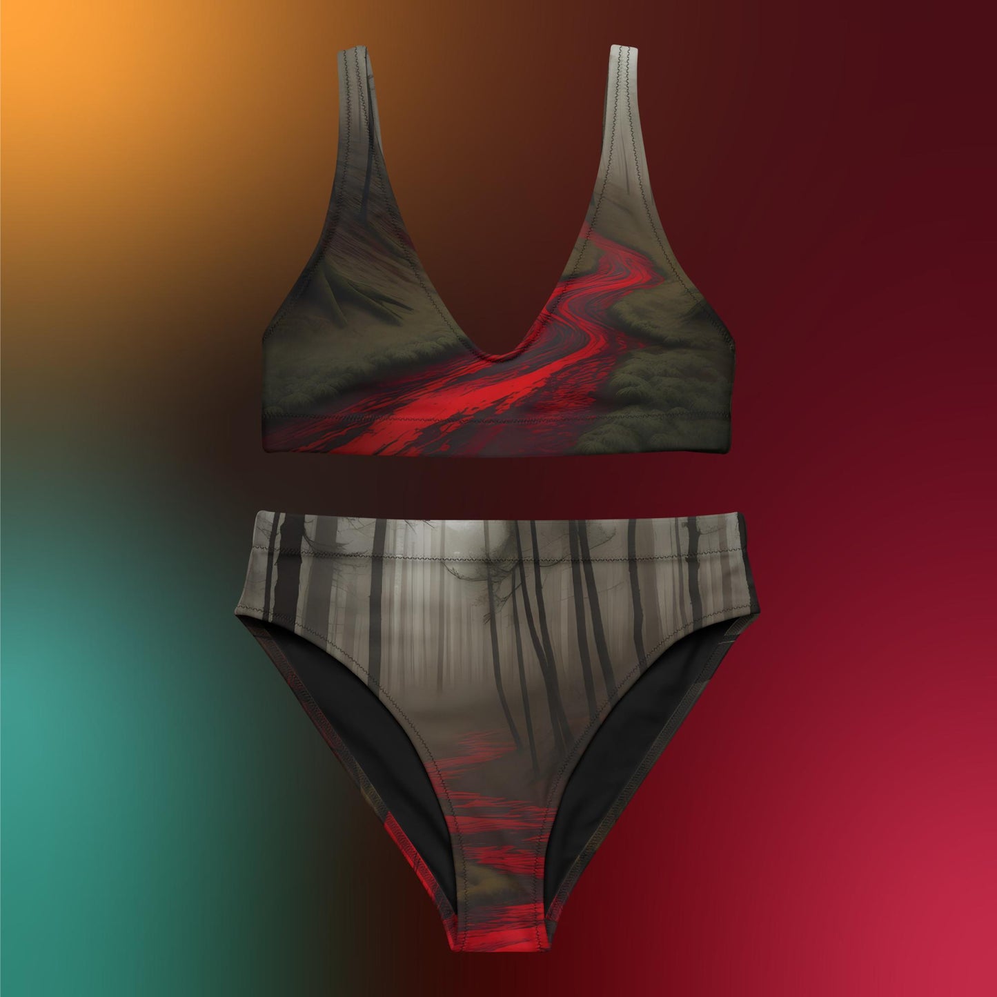 River of blood,Recycled high-waisted bikini