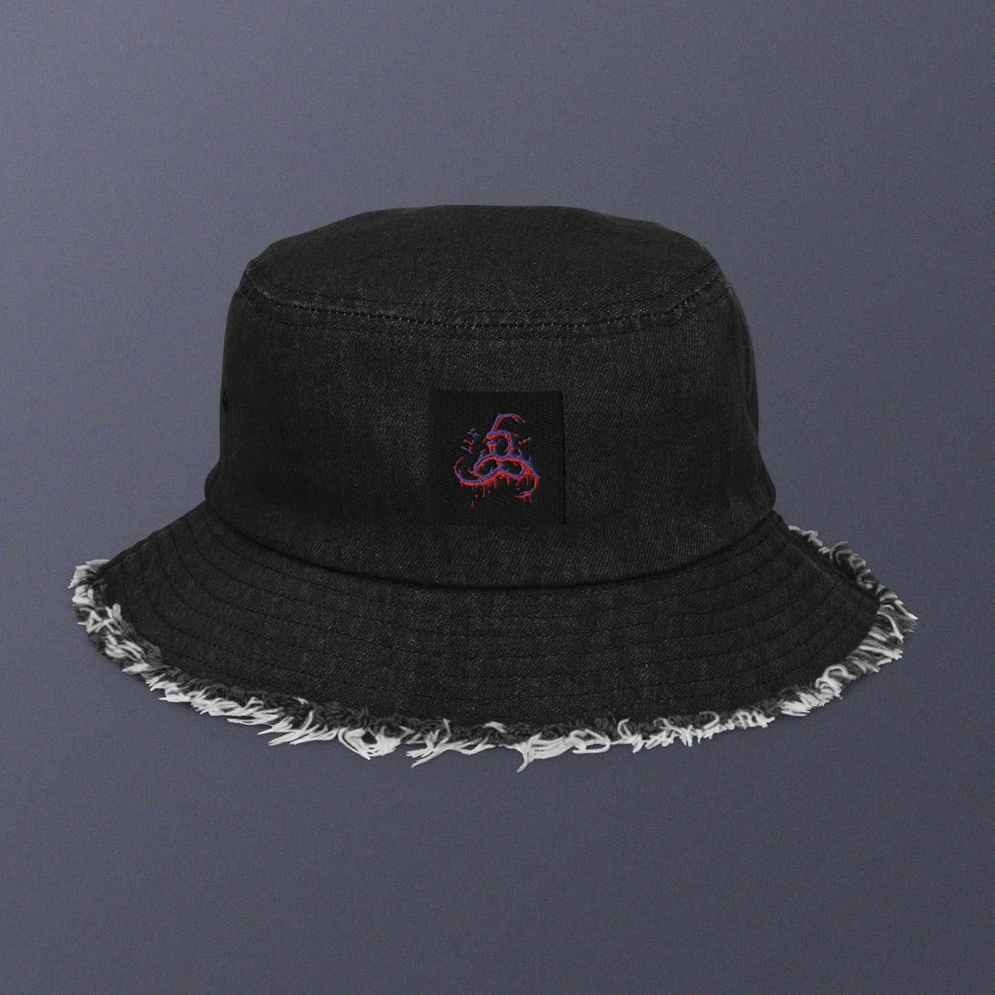 6I66LES,Distressed denim bucket hat
