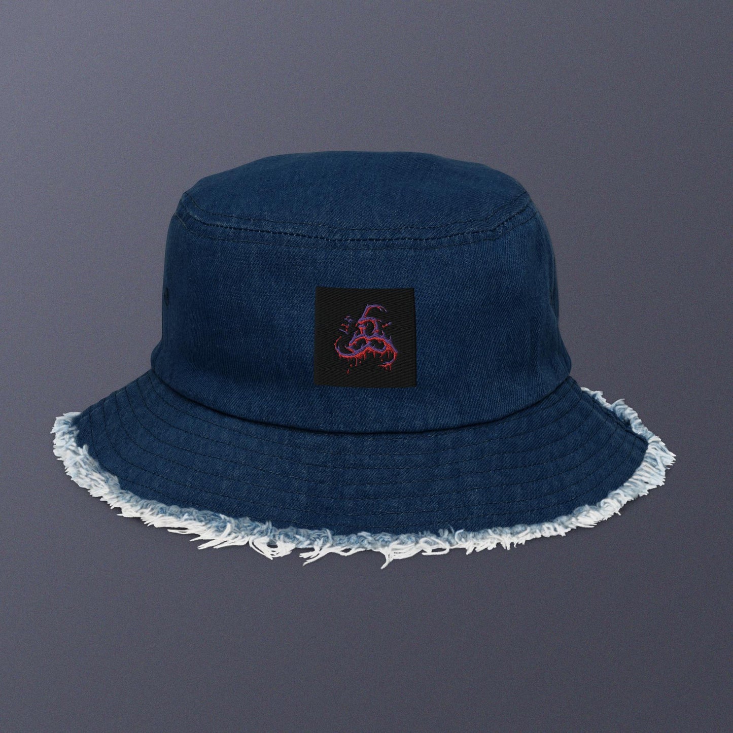 6I66LES,Distressed denim bucket hat