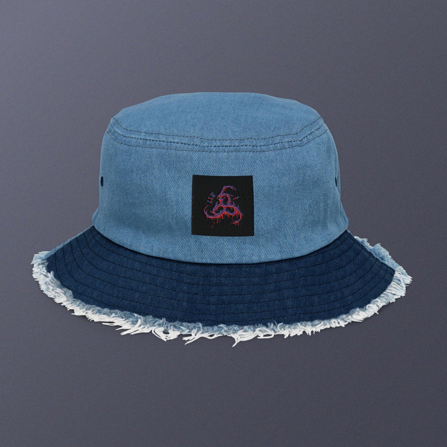 6I66LES,Distressed denim bucket hat