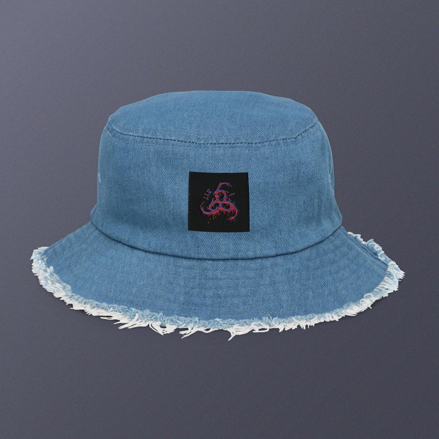 6I66LES,Distressed denim bucket hat