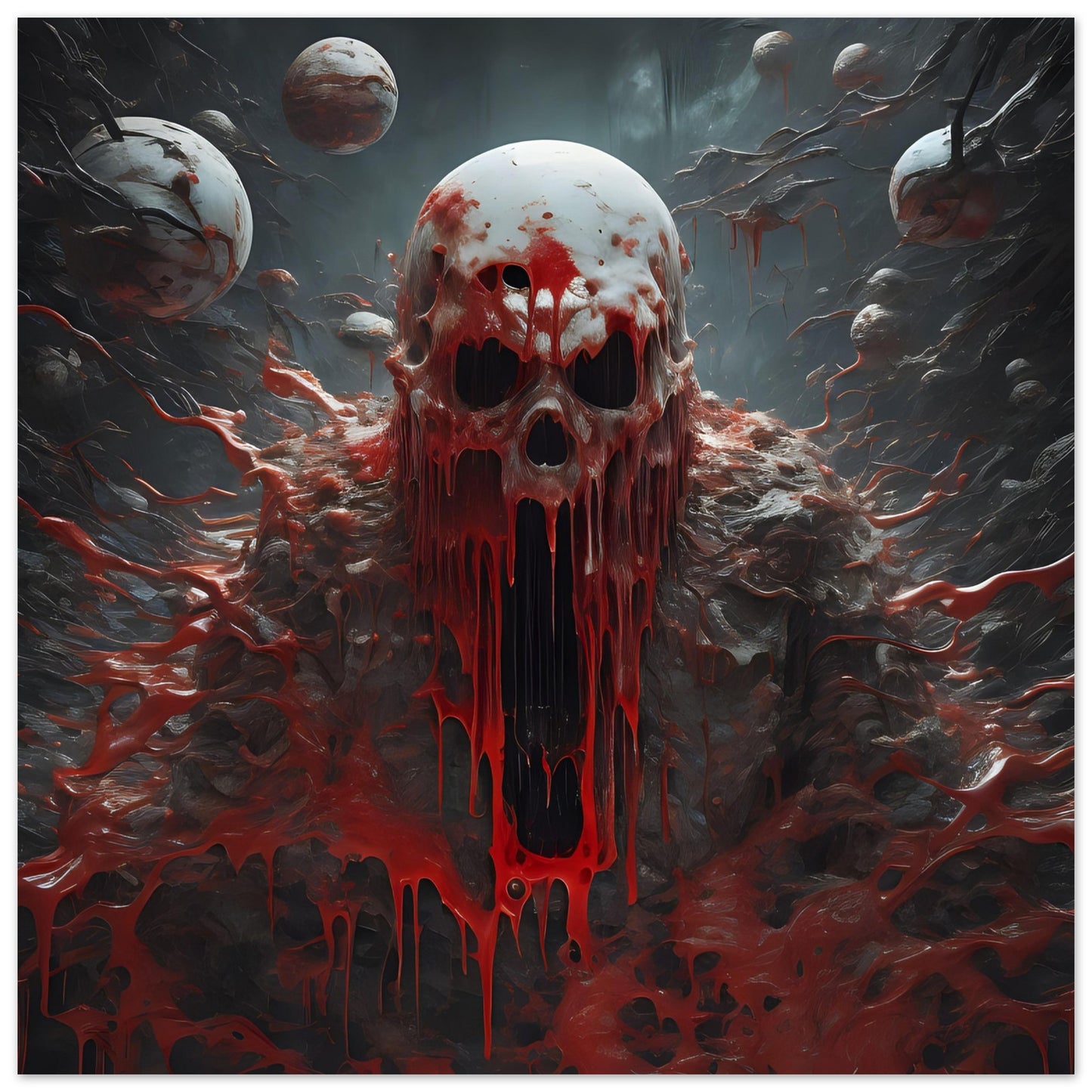 MELTING FACE IN SPACE(2),Premium Matte Paper Poster